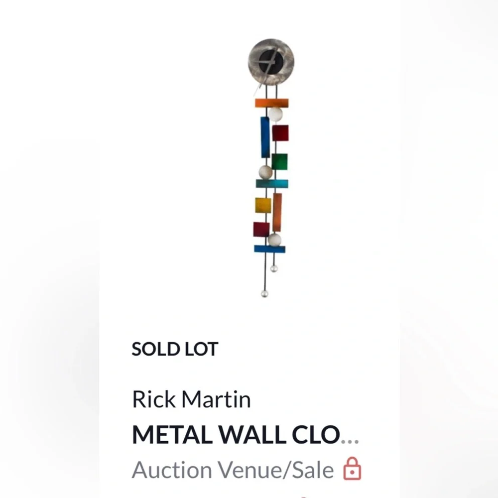 Rick Martin Signed Metal Wall Clock Sculpture Modern Art Geometric Colorful